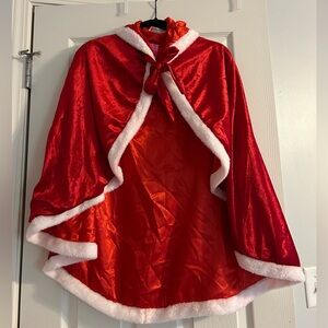 Red Velvet Hooded Cape w/ White Fur Red Riding Hood, Snow White Costume